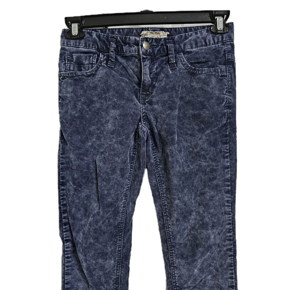 Free People Corduroy Skinny Pants Women's 26 Blue Low-Rise Bohemian Hipster VGUC